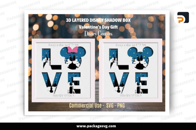 3D Layered Disney Shadow Box, Valentine Paper cut SVG Digital Download LEF57Z4W (1)