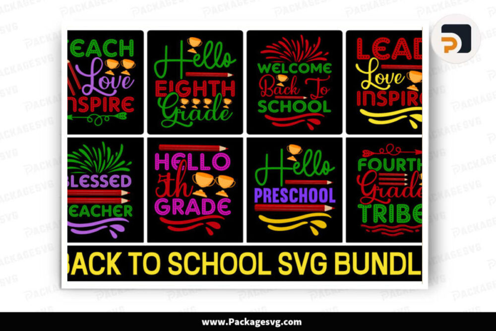 Back To School Bundle SVG PNG JPG EPS DXF AI, Printable School T-Shirt