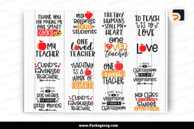 Teacher Valentine’s Day Bundle SVG PNG EPS DXF, 15 Designs Lover T-Shirt