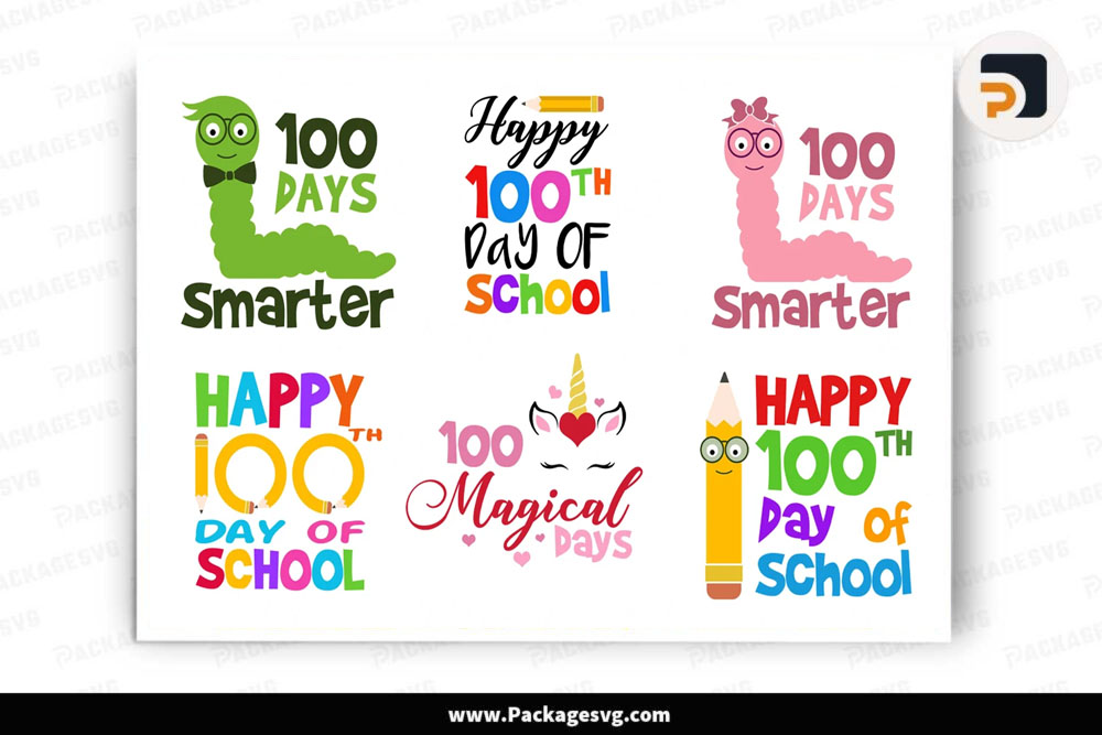100 days of school SVG PNG DXF EPS JPG Digital Download