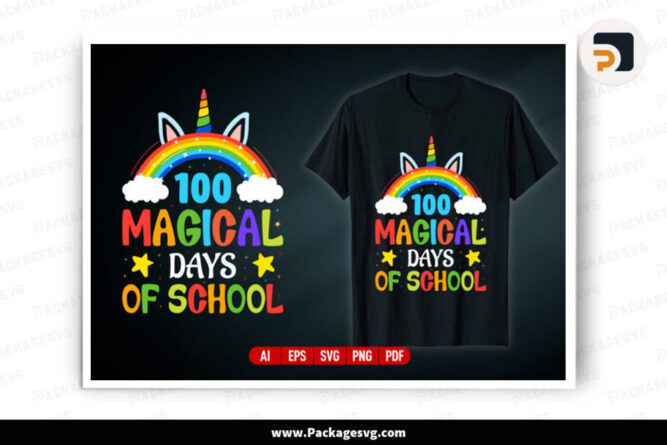 Magical 100 Days of School SVG, T-shirt Design Digital Download LDMKEZ47