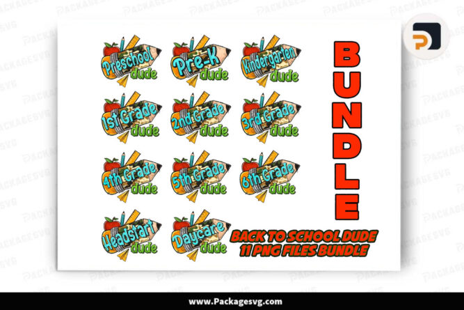 Back to School Dude PNG Bundle, 11 Files Digital Download
