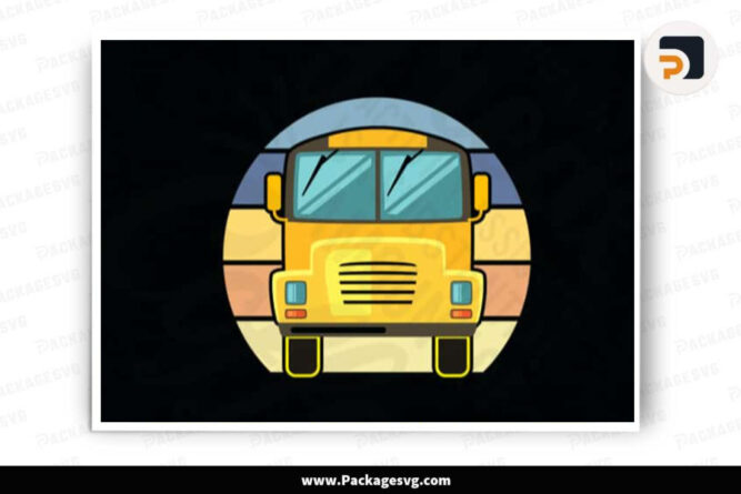 Retro Yellow School Bus SVG PNG DXF EPS PDF Digital Download