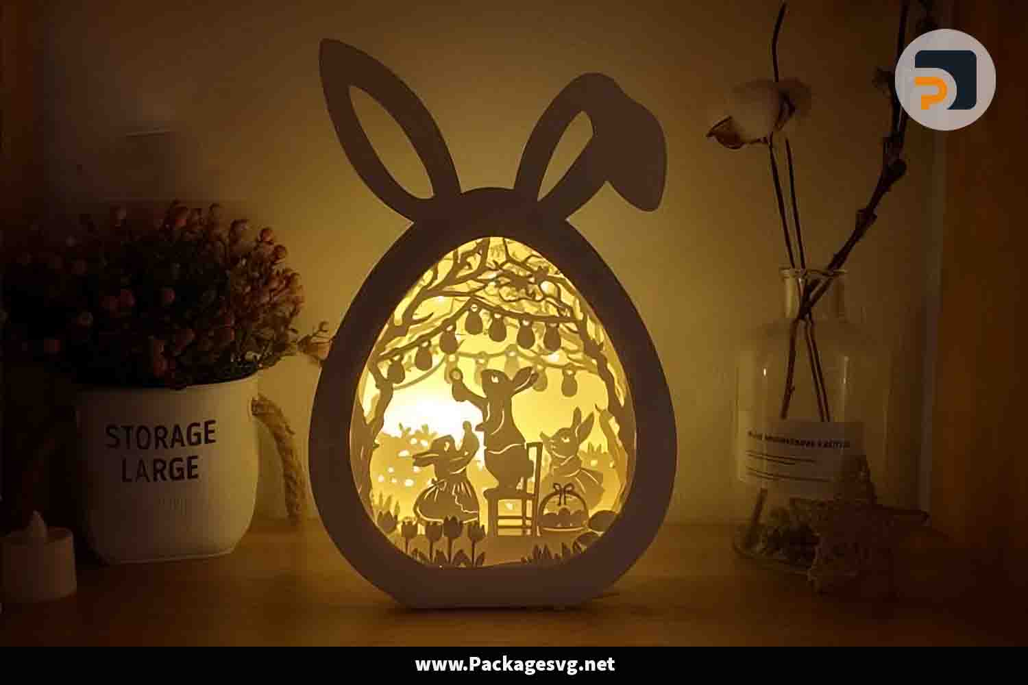 3D Bunny Easter Shadow Box
