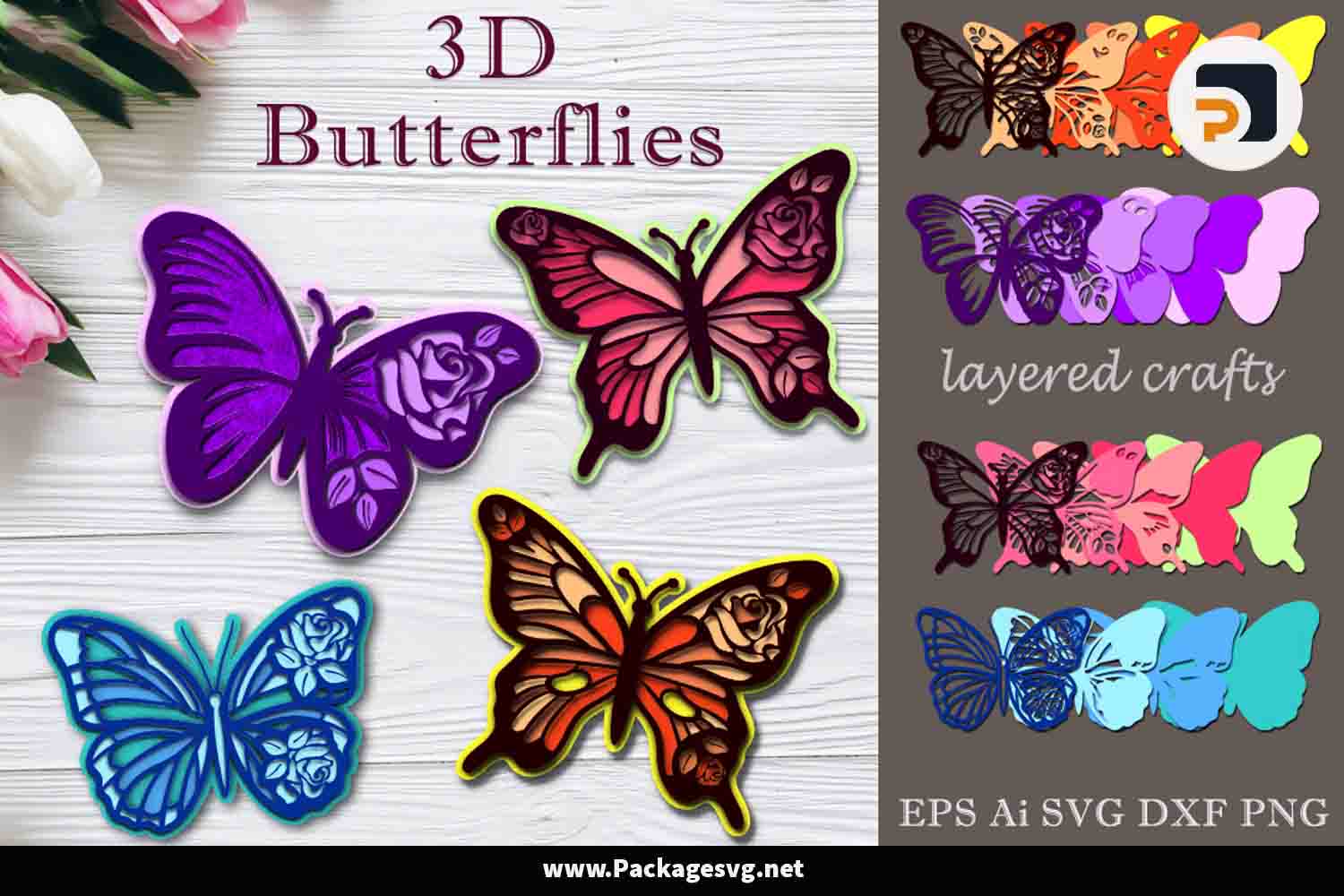 3D Butterflies Papercut Bundle