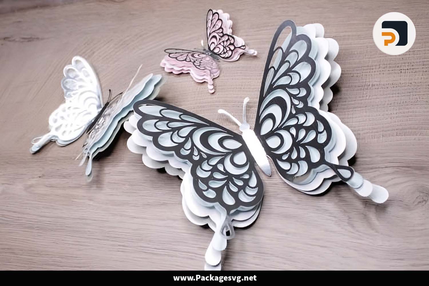 3D Layered Butterfly SVG