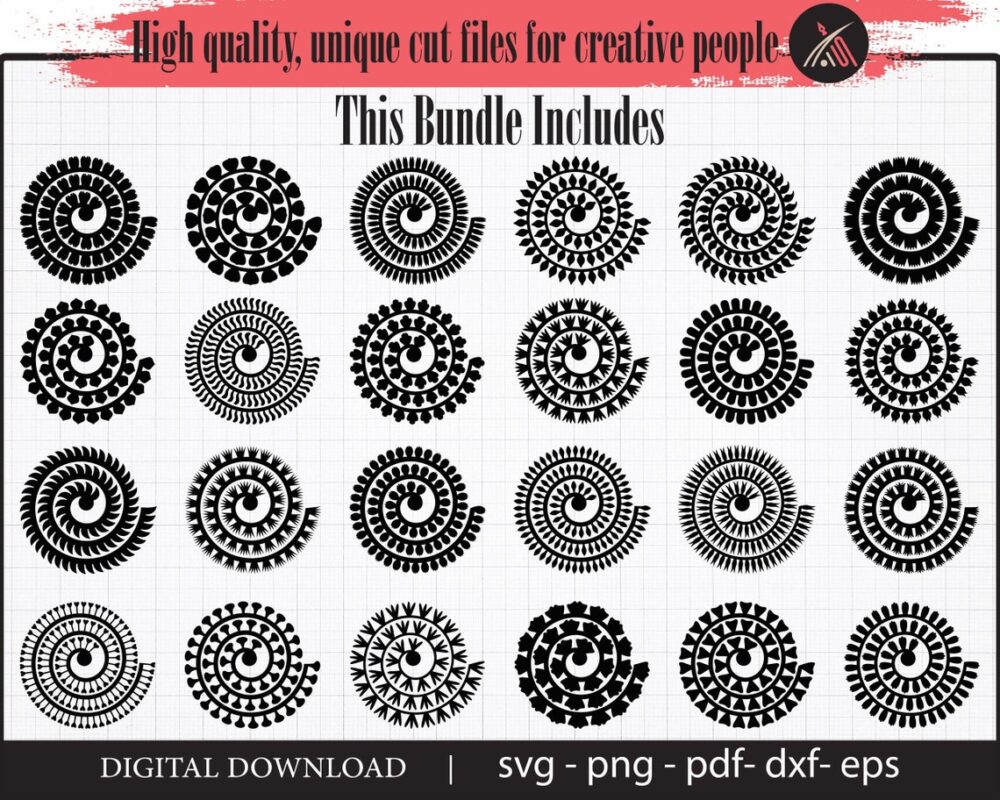Rolled Flowers SVG PNG DXF EPS PDF Digital Download LEEZIWBE