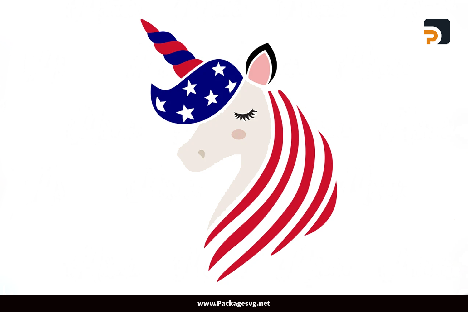 4th of July Unicorn Head SVG
