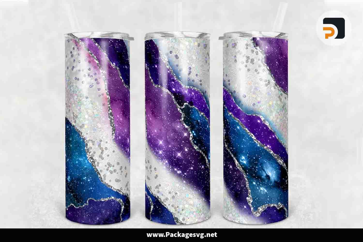 Agate Milky Way Teal Purple Silver