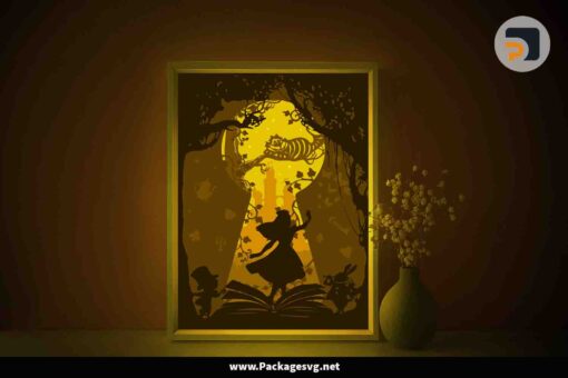 Alice in Wonderland Light Box Template Papercut Digital Download LECHXMT8|||