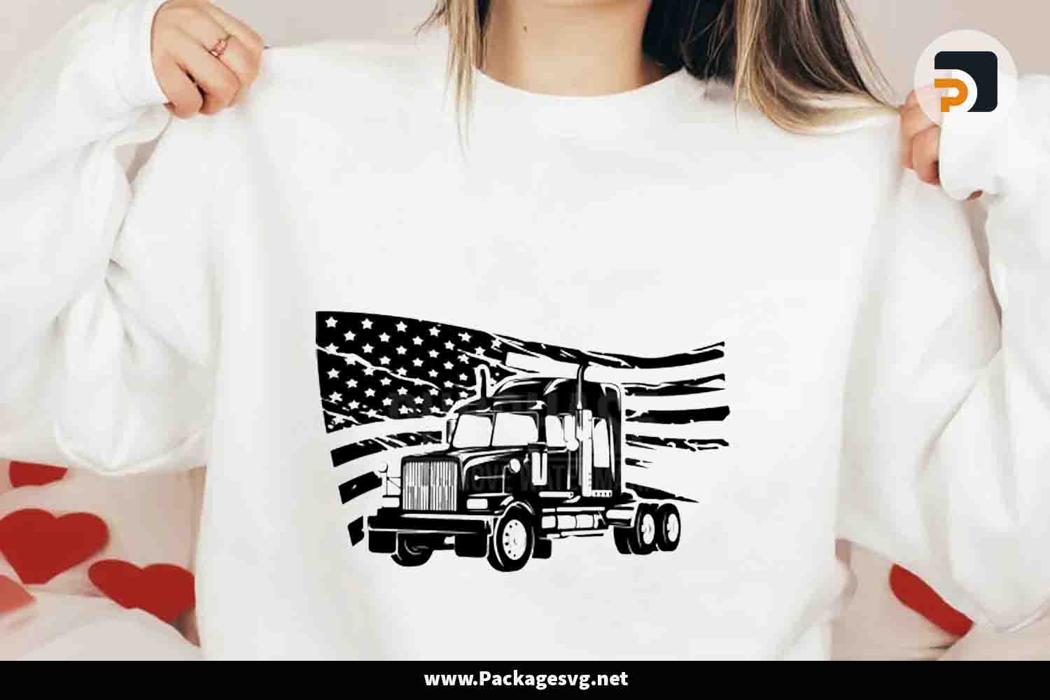 America Truck Flag SVG PNG DXF EPS Digital Download LEZHCQGA