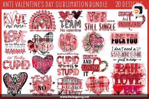 20 PNG Files Digital Download LCVDAHEI|Anti-Valentine's Day Sublimation Bundle