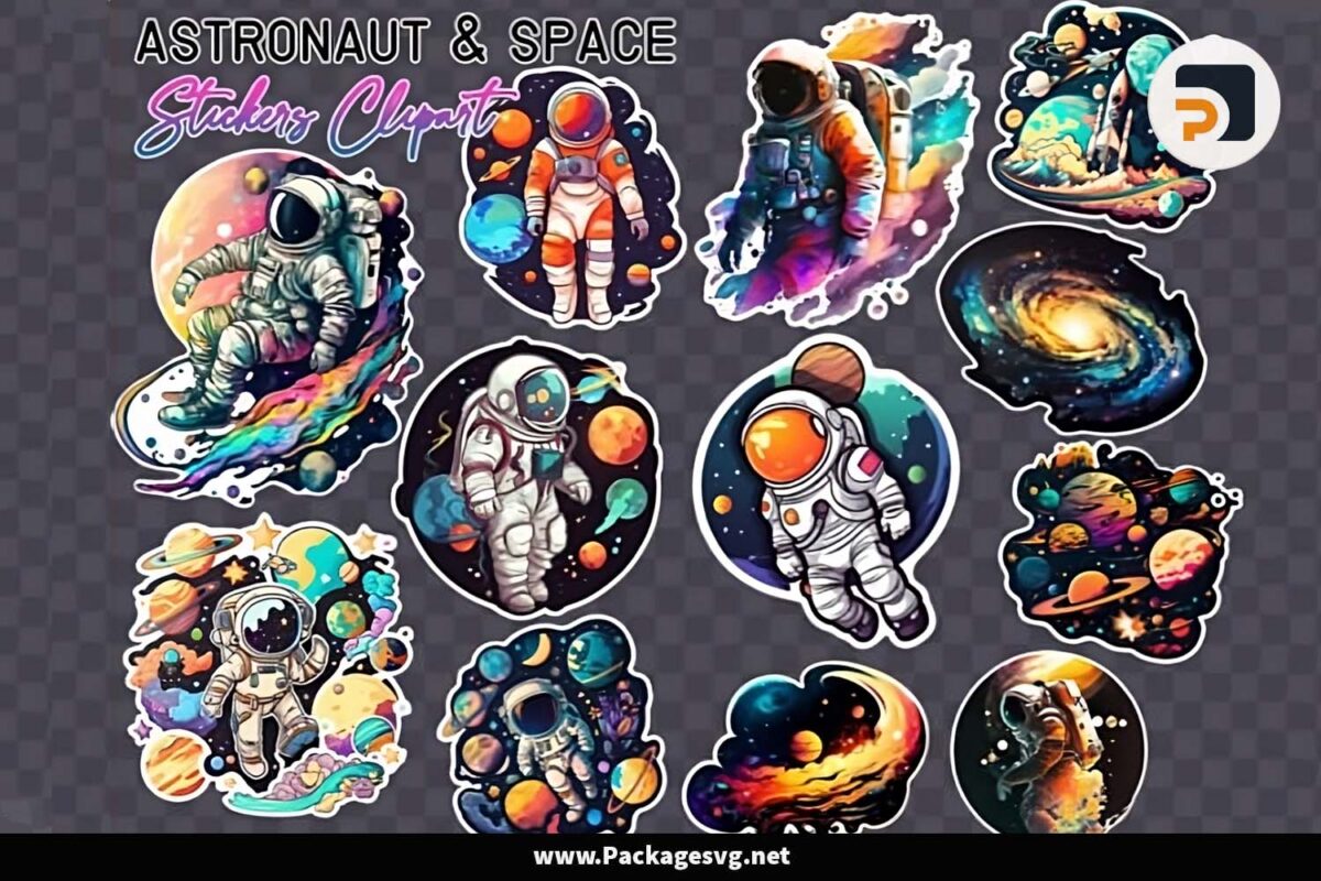 Astronaut and Space Stickers Bundle