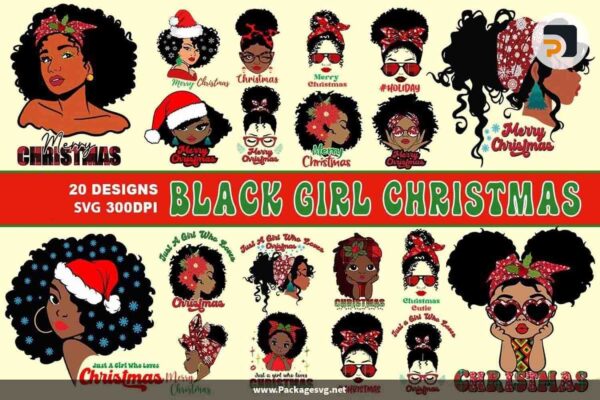 Black Girl Christmas SVG Bundle