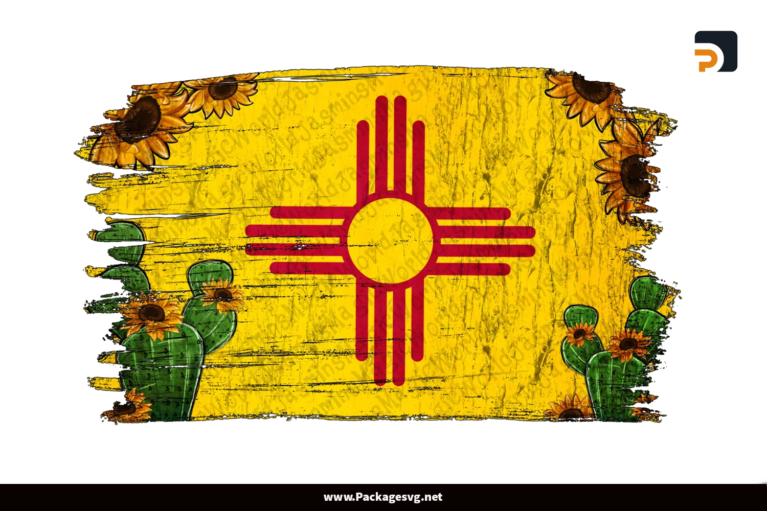 Cactus New Mexico Flag PNG Sublimation Design Digital Download||