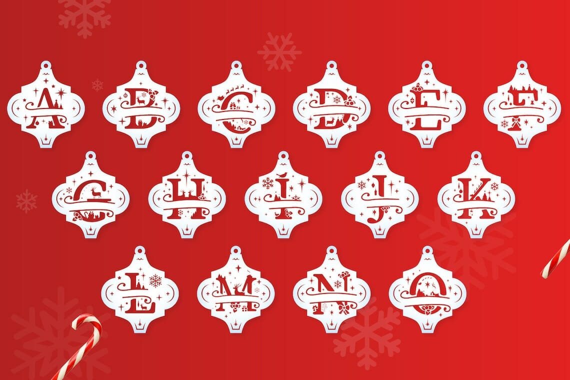 Christmas Split Letters SVG PNG DXF EPS PDF AI Digital Download|||