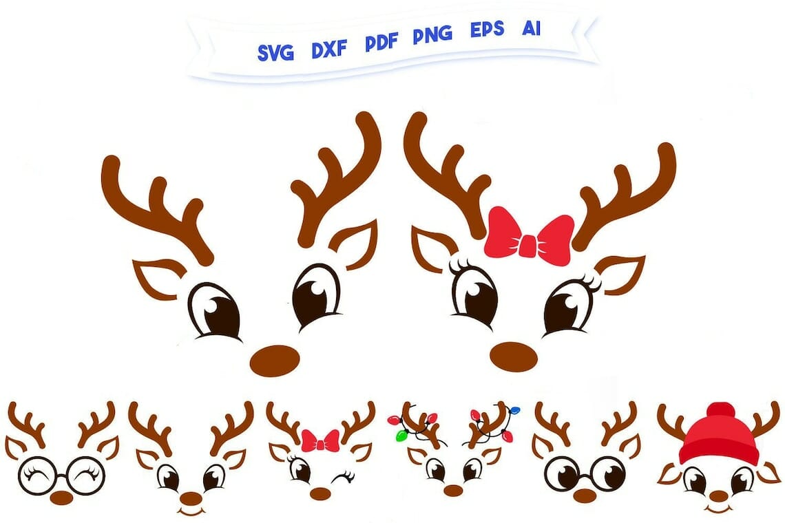 Girl Reindeer SVG PNG DXF EPS Digital Download||