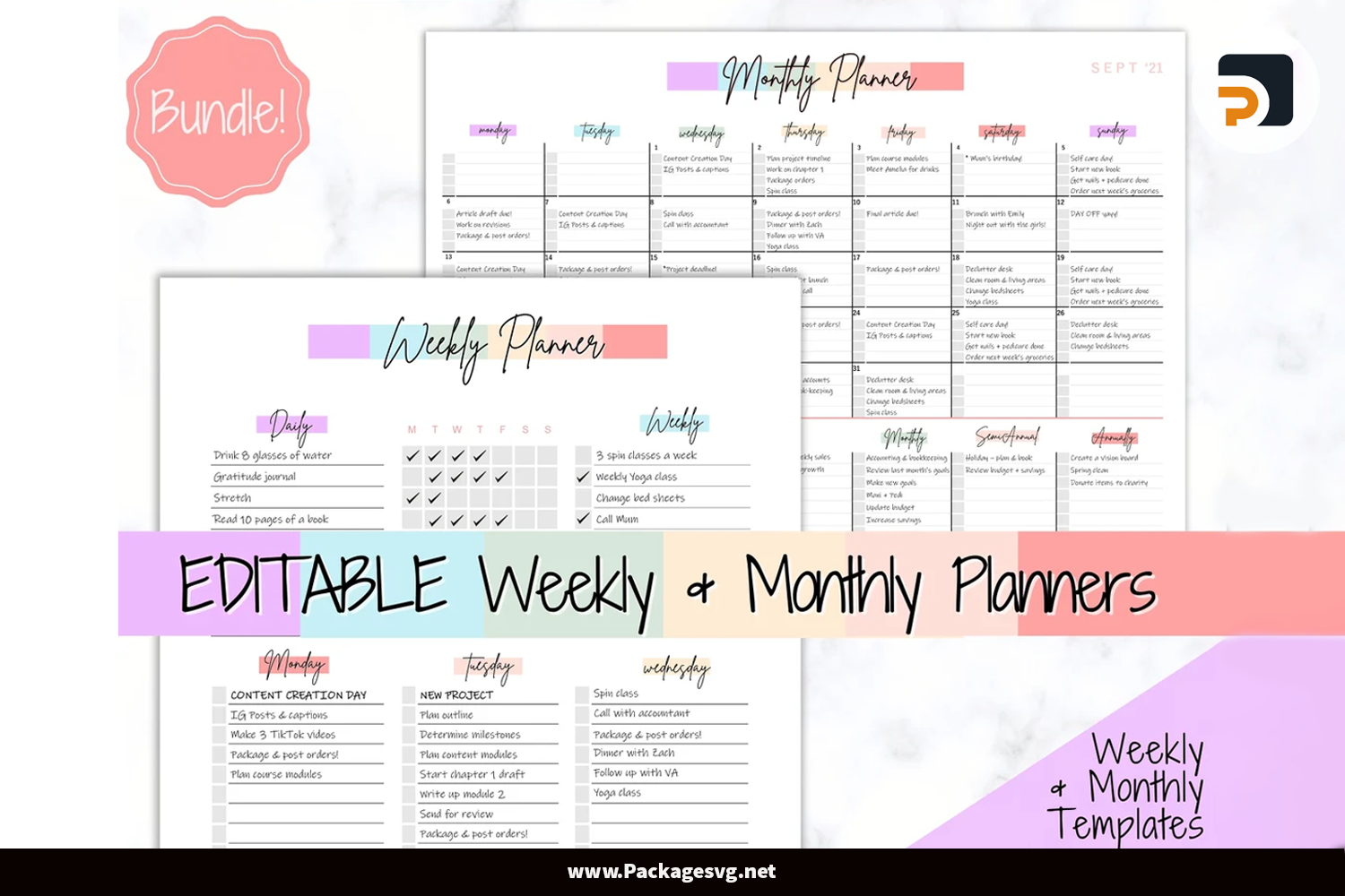 Colorful Weekly-Monthly Planners