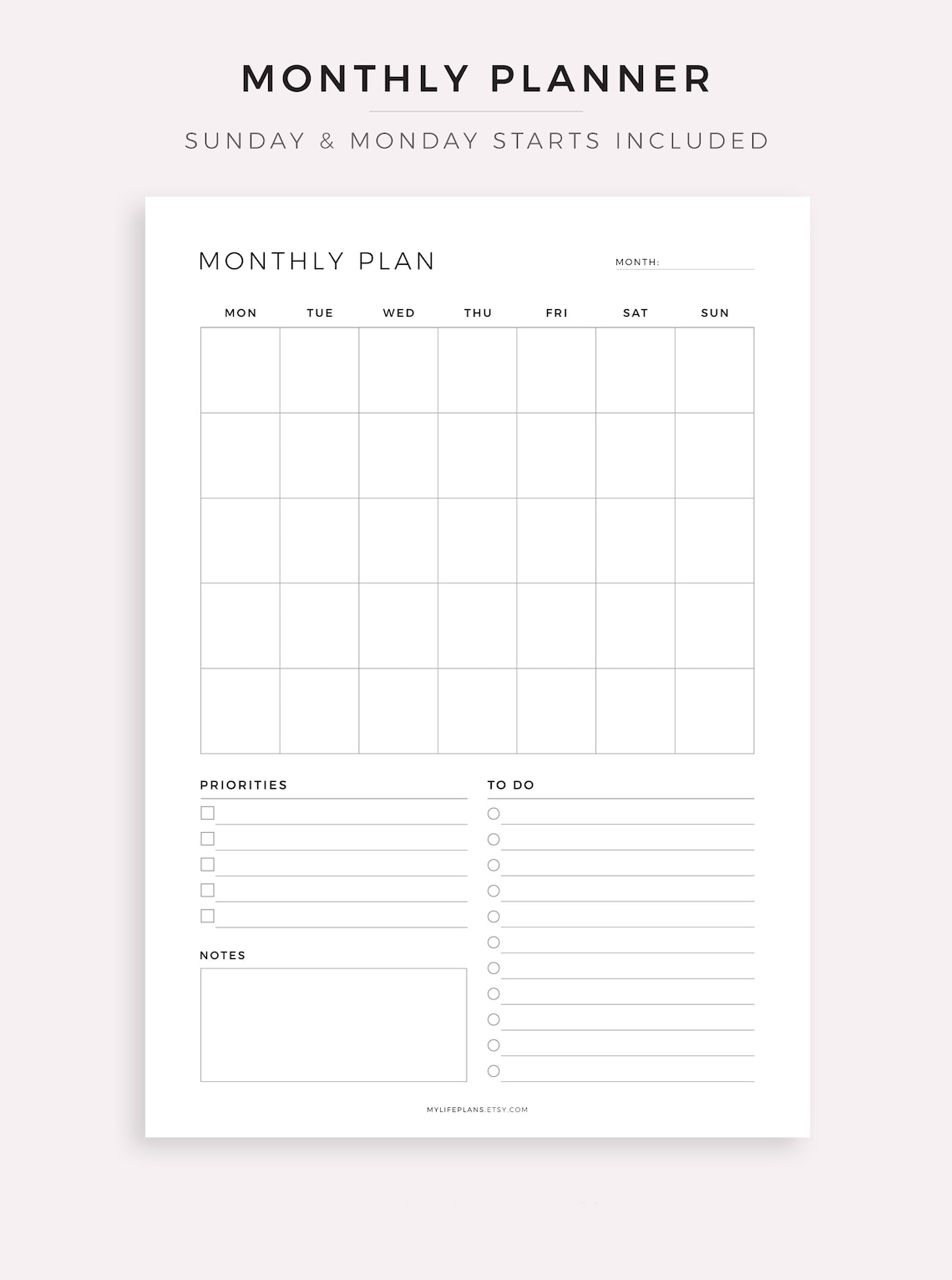 Printable planner A4/A5/Letter/Half Size|||||