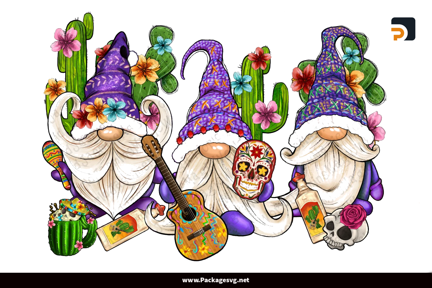 Day Of The Dead Gnomes PNG Sublimation Design Digital Download||