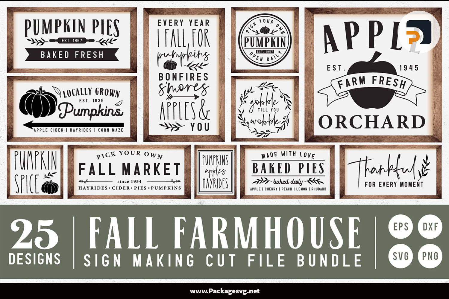 Fall Farmhouse Bundle SVG PNG EPS DXF