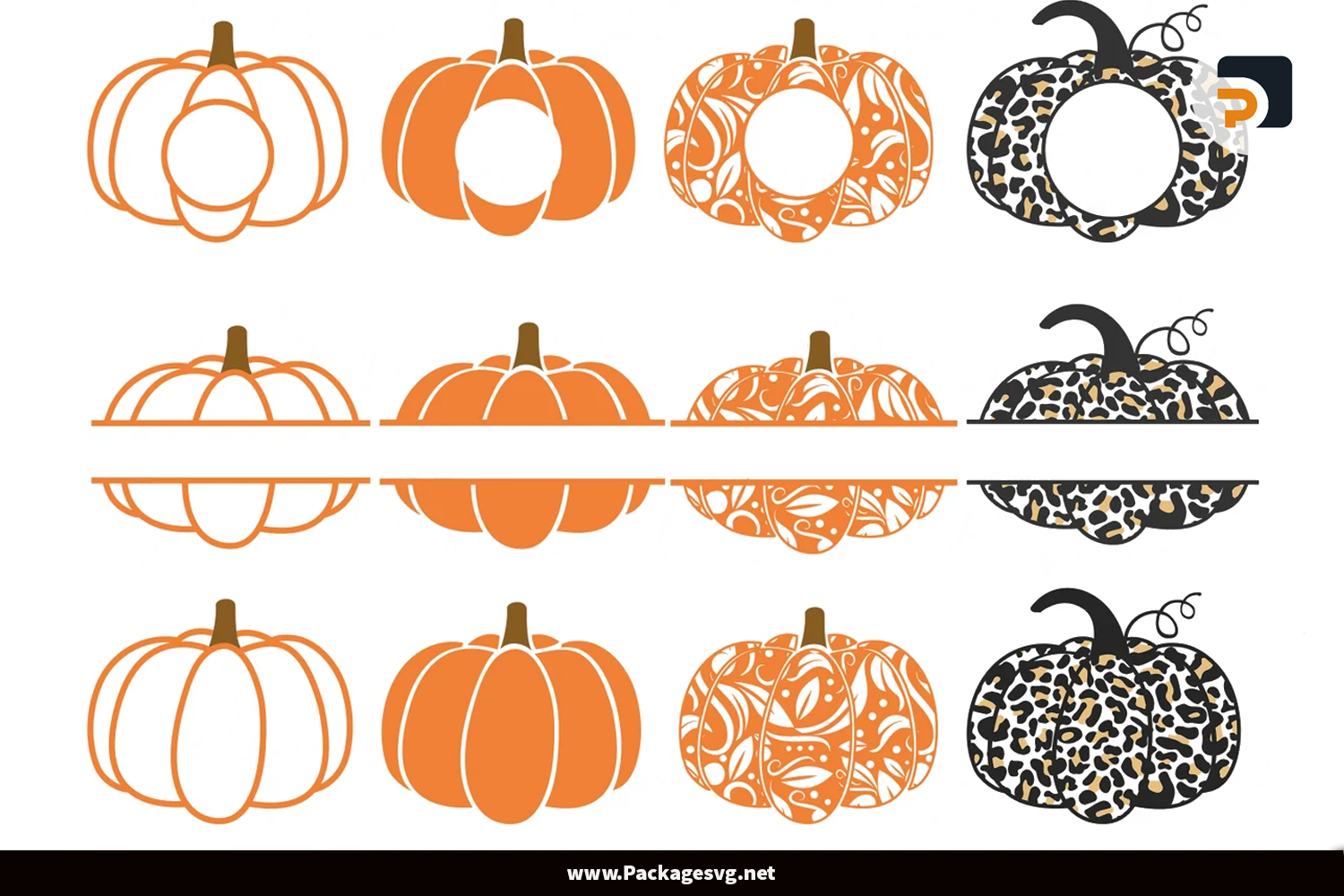 Fall Pumpkin Monogram SVG PNG DXF EPS JPG Digital Download