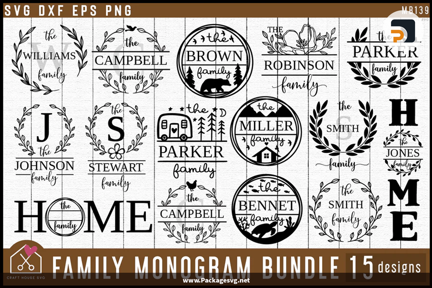 Family Monogram Bundle SVG PNG EPS DXF PDF