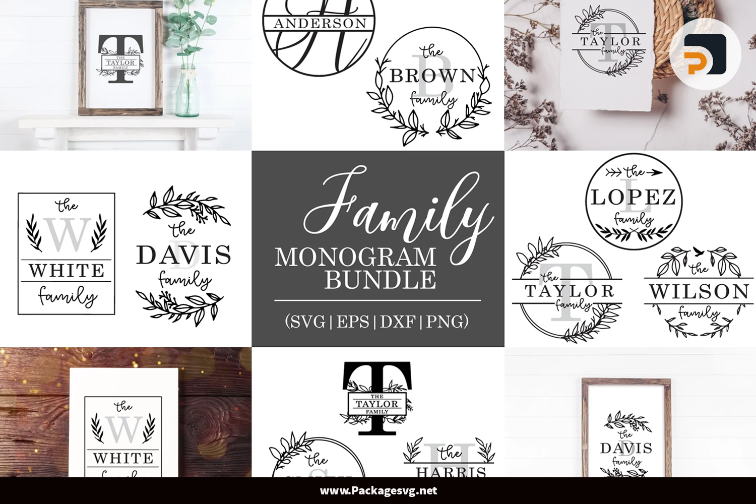 Family Monogram Bundle SVG PNG EPS DXF