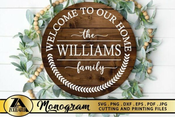 Family Monogram SVG Home Sign SVG Farmhouse Wreath SVG