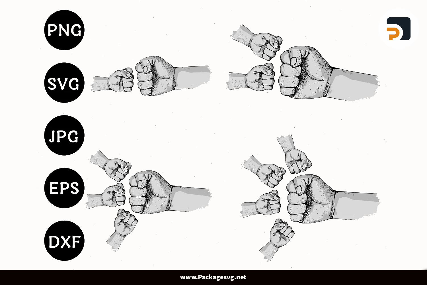 Fist Bump Set SVG