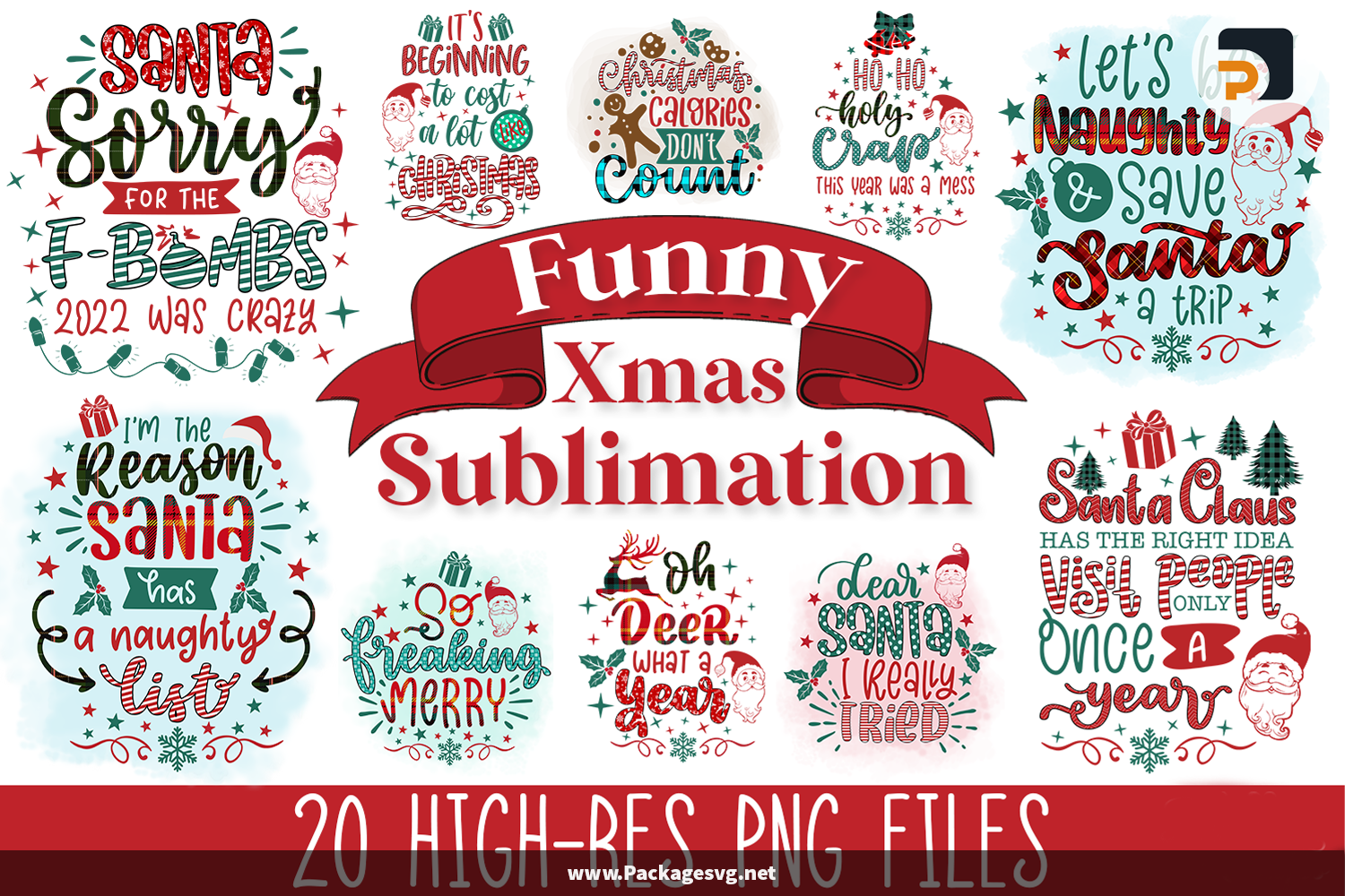 Funny Christmas PNG Sublimation Bundle