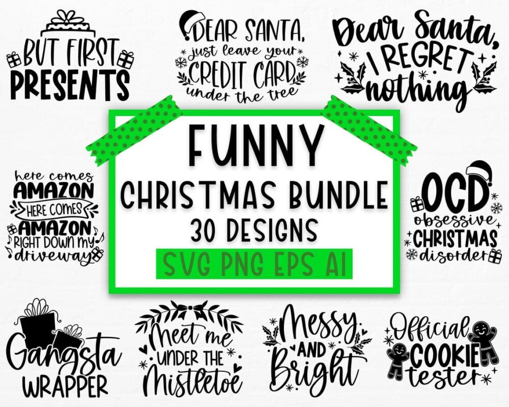 30 Designs Christmas Ornaments SVG PNG EPS AI Digital Download||||||