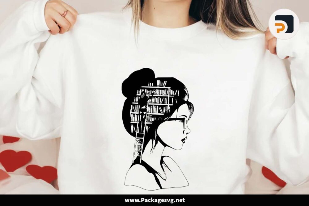 Girl Librarian SVG, Girl Design T-Shirt LGYFVZXI