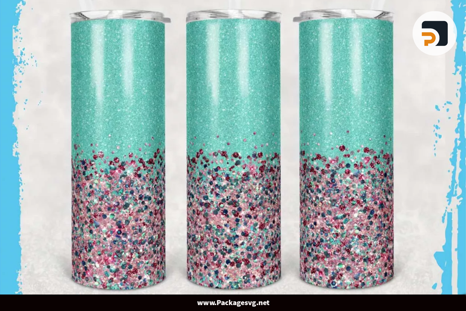 Glitter Confetti Pink Mint PNG