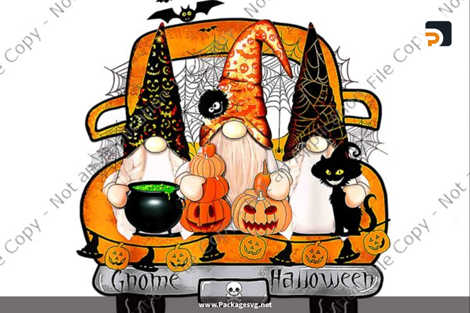 Gnome Witch Pumpkin PNG JPG