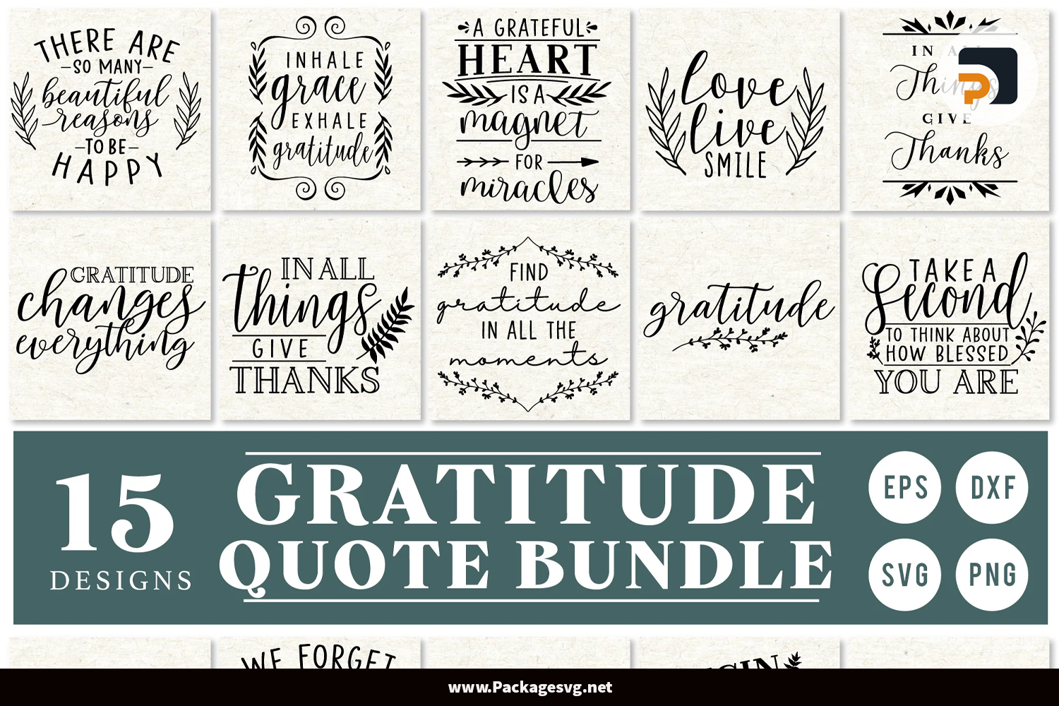 Gratitude Quotes Bundle SVG PNG EPS DXF