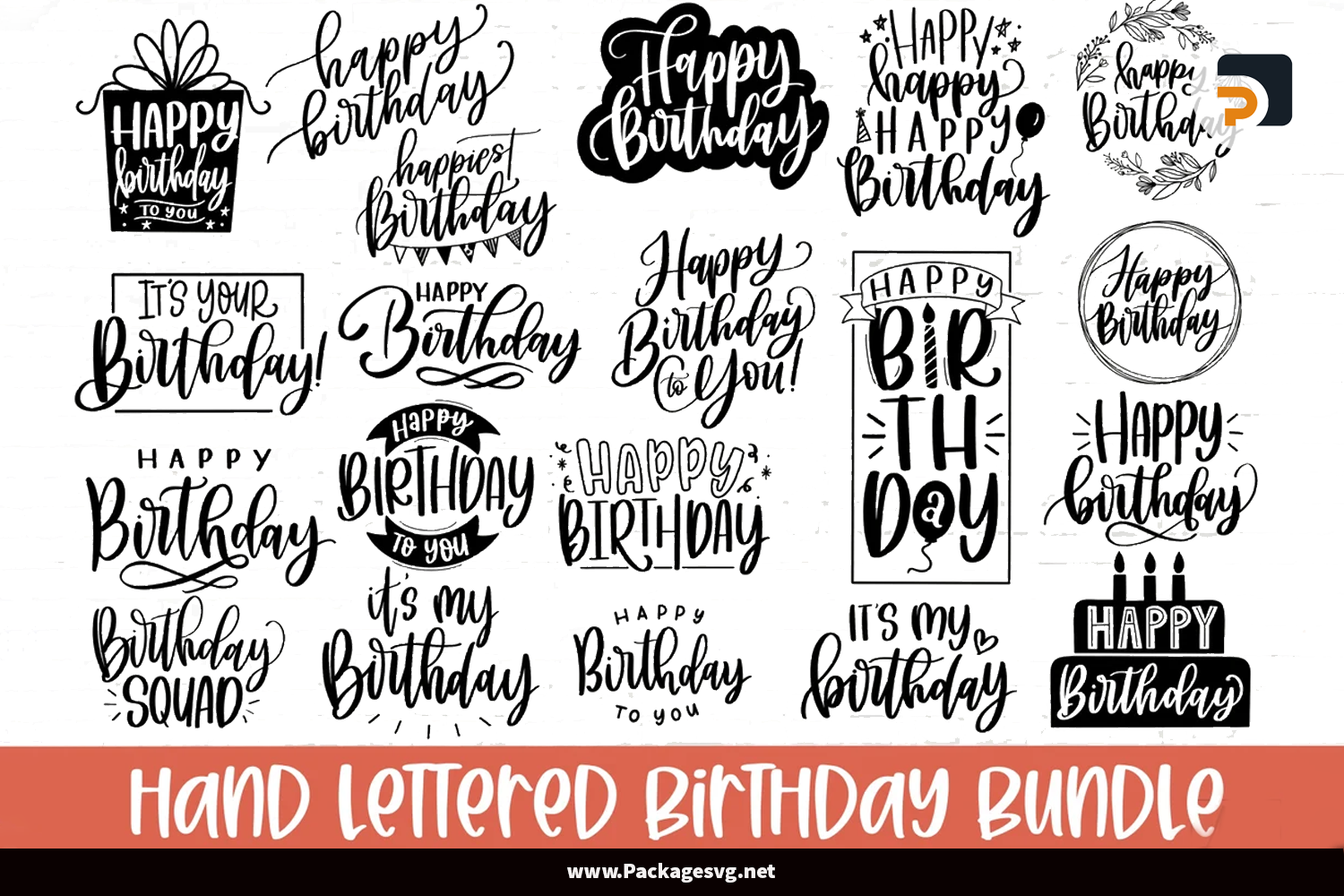 Hand Lettered Happy Birthday SVG Bundle