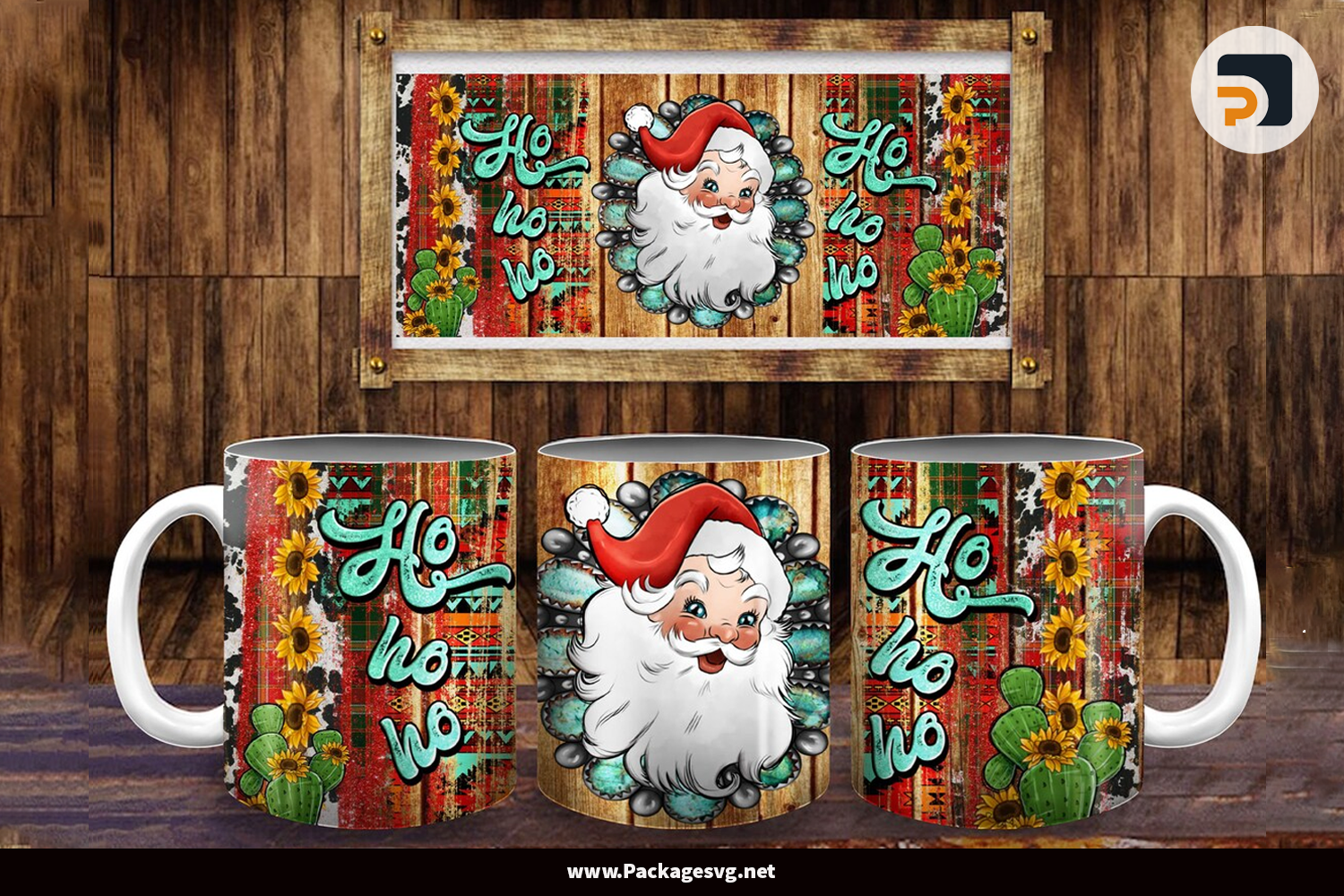 Ho Ho Ho Western Santa Claus PNG
