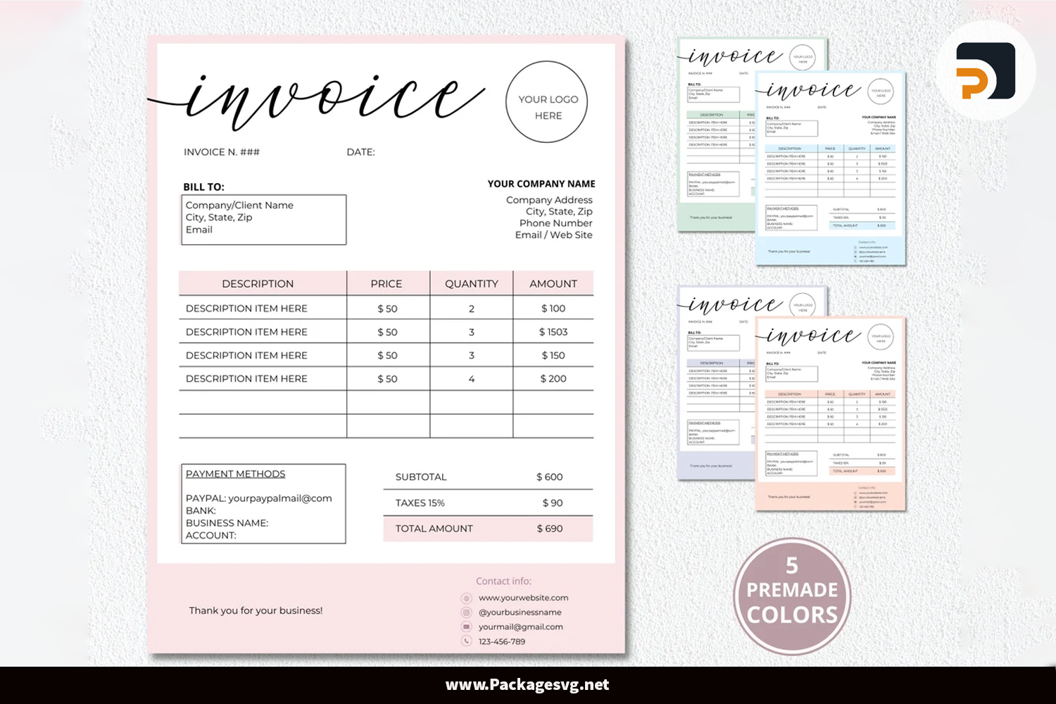 Invoice Small Business Canva Template