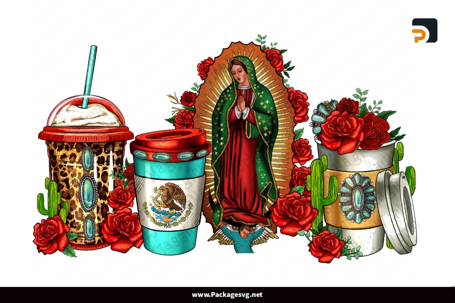 Lady Of Guadalupe Coffee Cups PNG