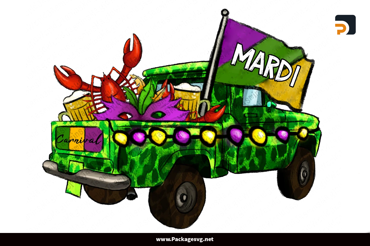 Leopard Mardi Gras Carnival Truck PNG Sublimation Design Digital Download||
