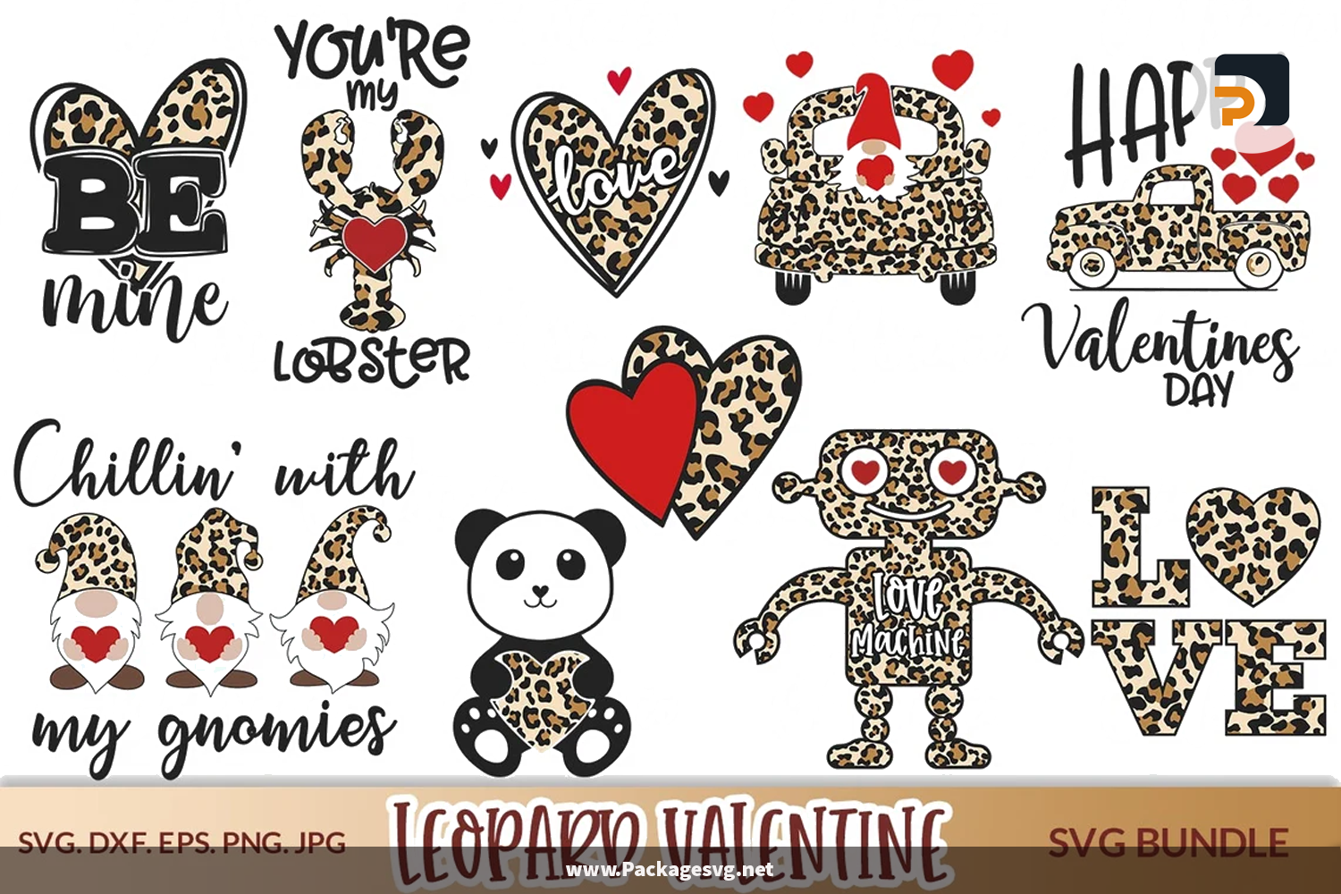 Leopardo Valentine SVG Bundle