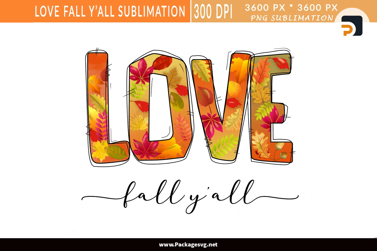 Love Fall Y'all Sublimation PNG