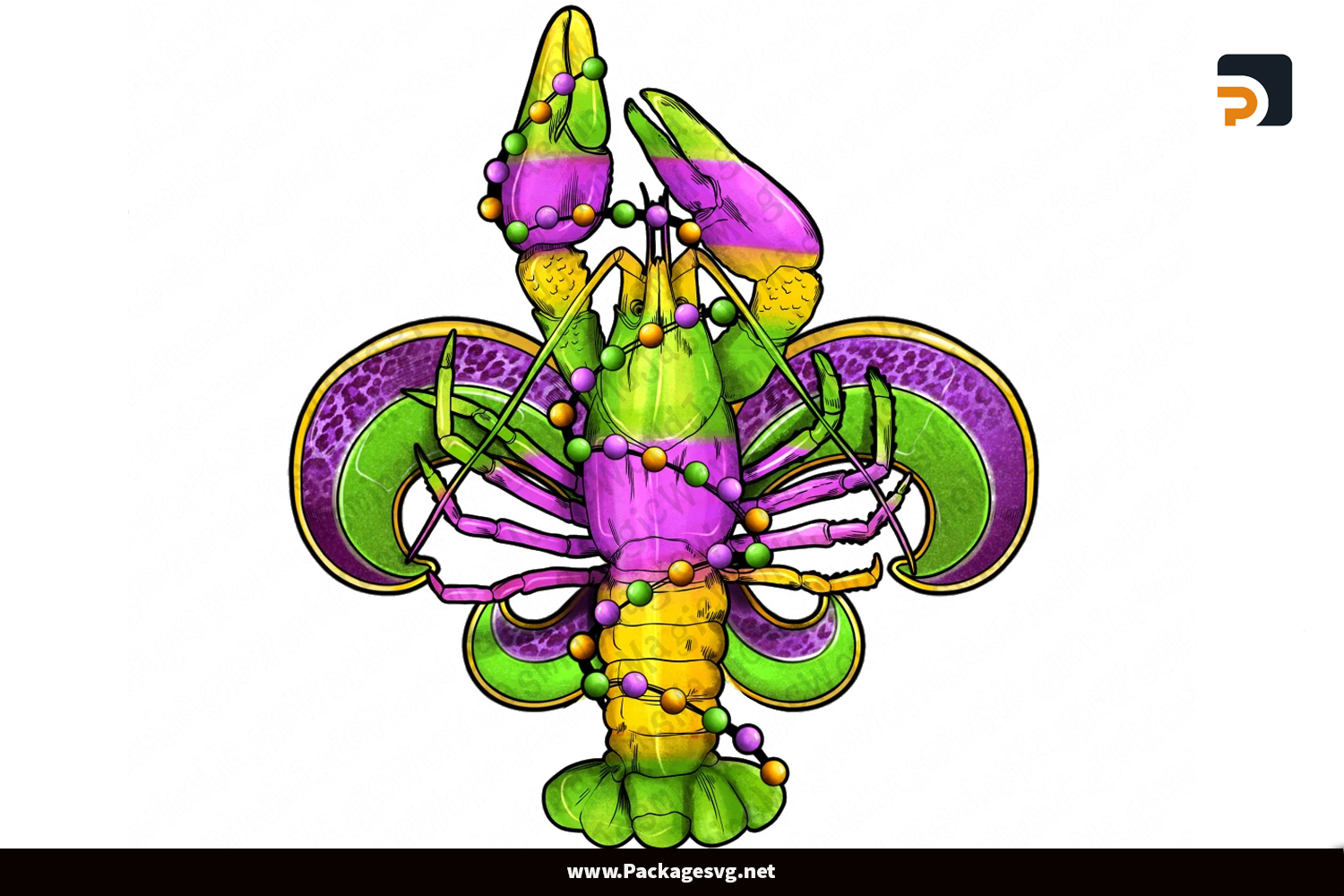 Mardi Gras Crawfish Fleur De Lis PNG Sublimation Design Digital Download||