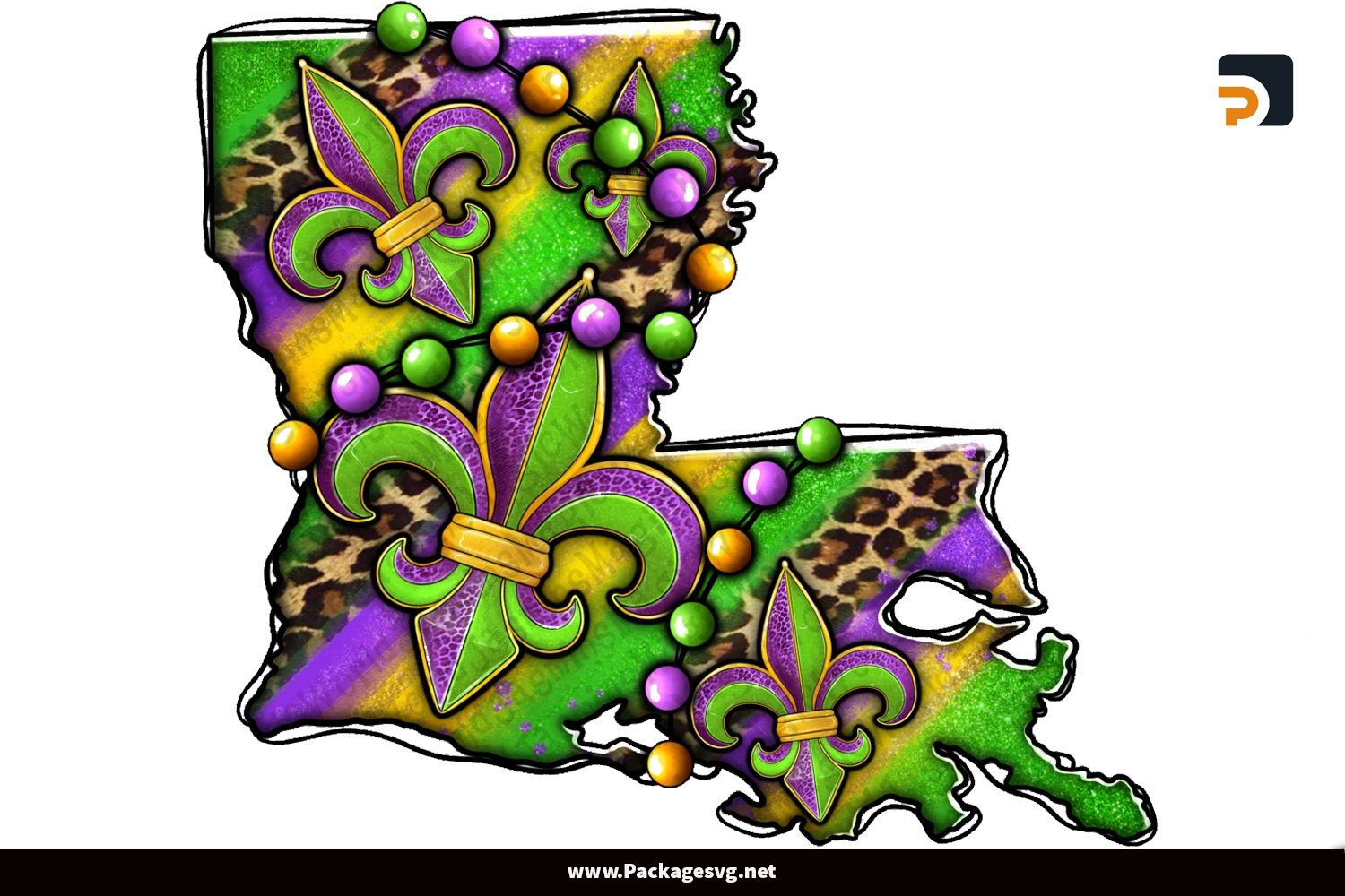 Mardi Gras Louisiana Map PNG Sublimation Design Digital Download||