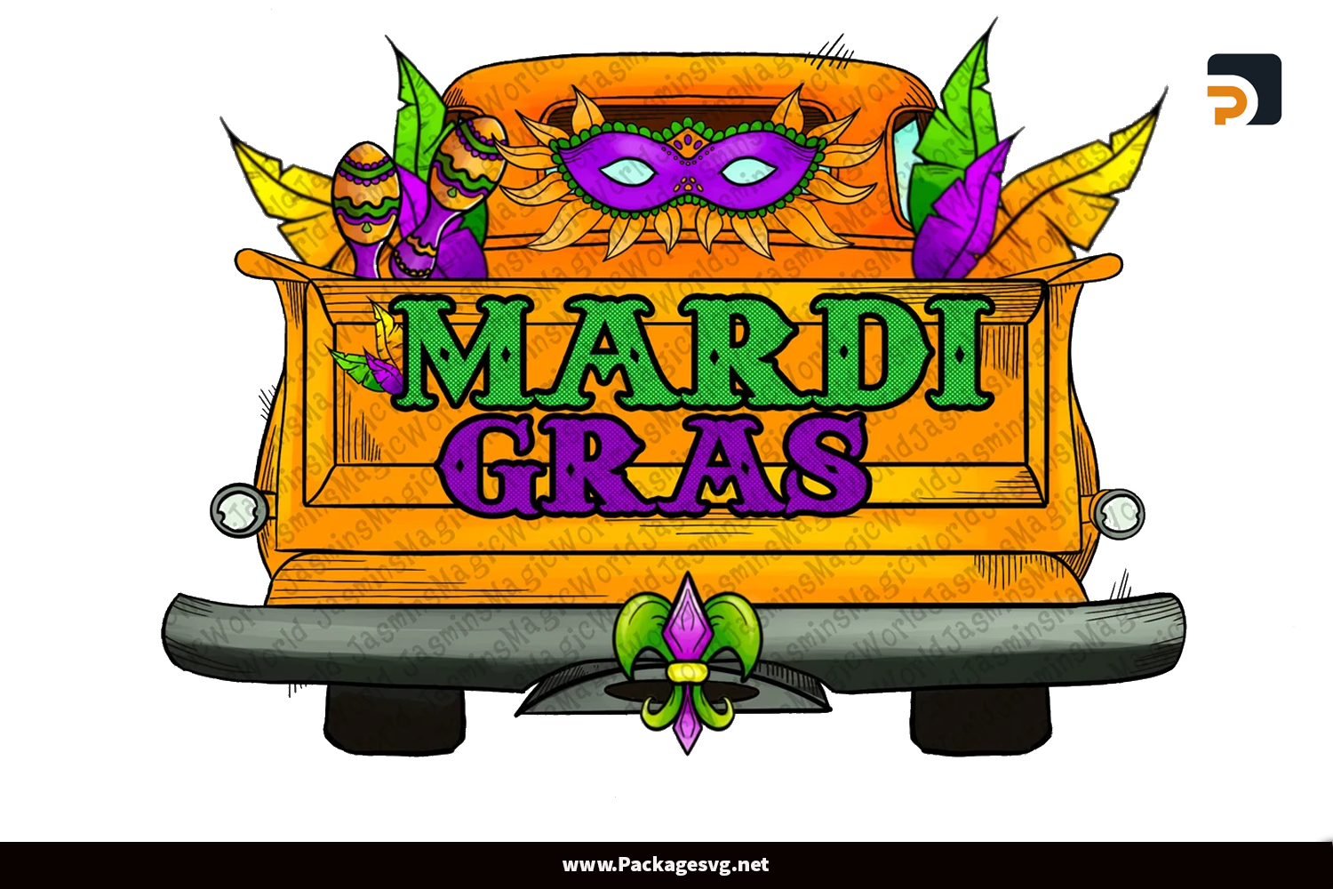 Mardi Gras Truck Sublimation PNG Design Digital Download||