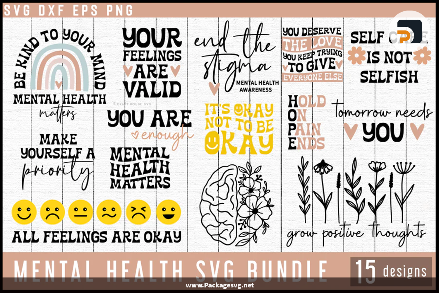Mental Health Awareness Bundle SVG PNG EPS DXF
