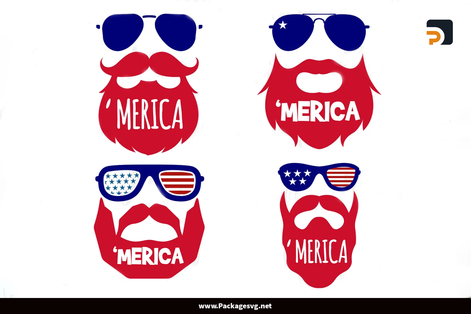 Merica Beard Sunglasses SVG