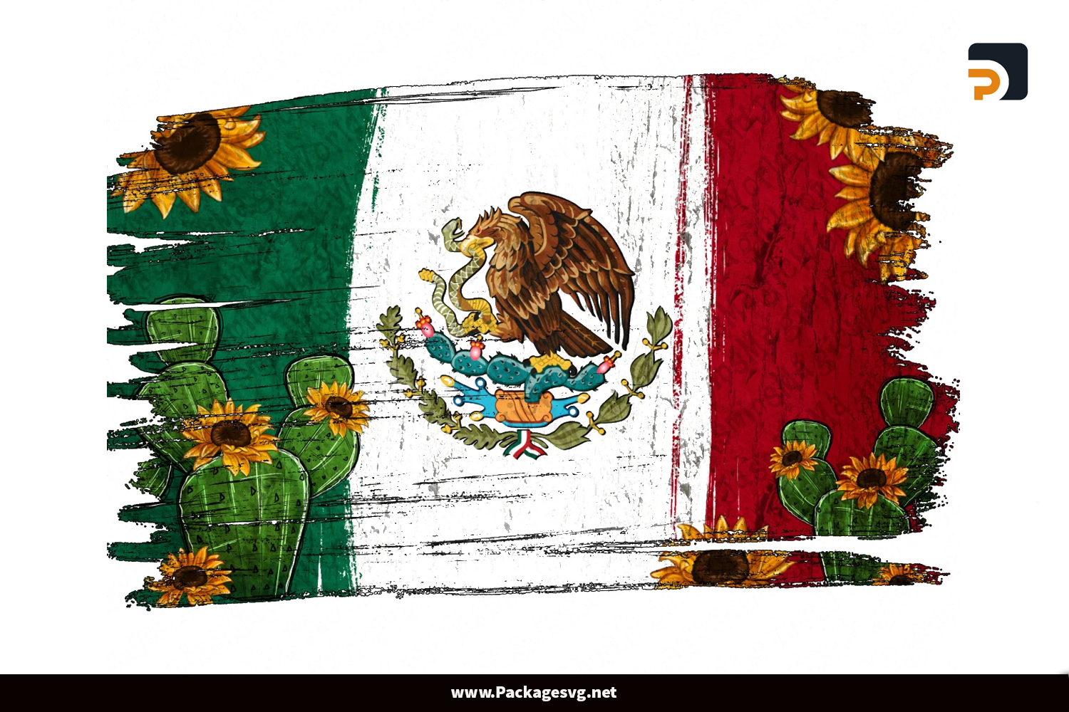 Mexican Flag with Cactus Sunflower PNG Sublimation Design Digital Download||