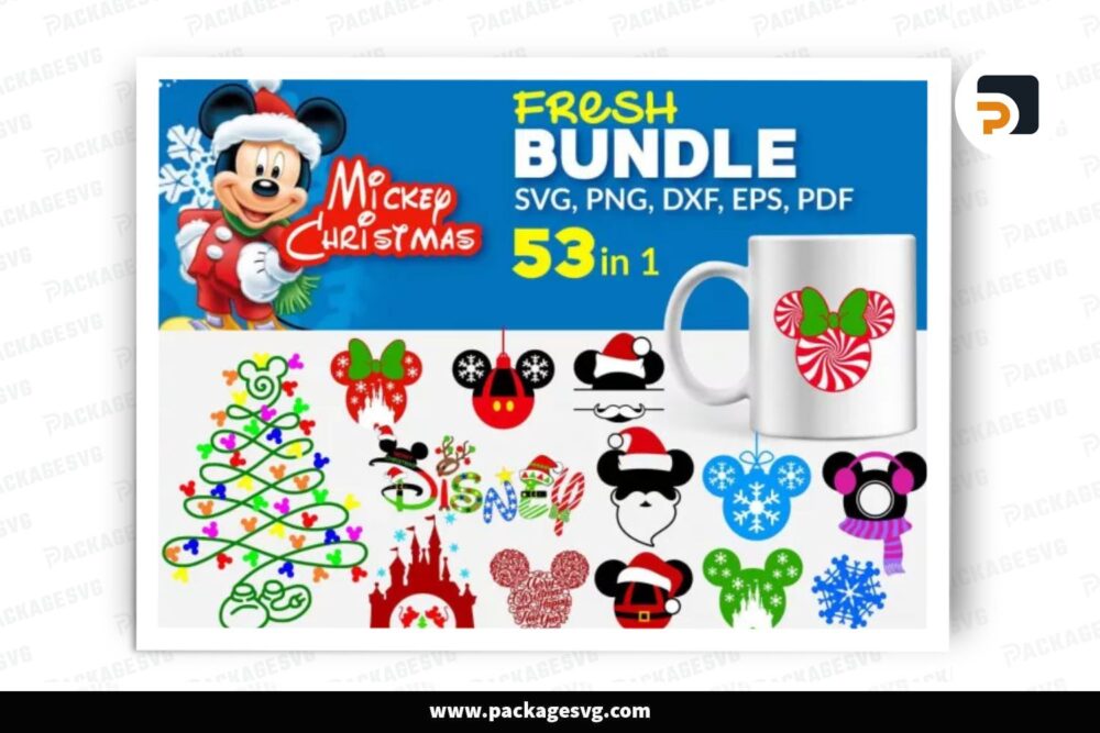 Mickey Mouse SVG Bundle, 53 Files SVG PNG EPS DXF PDF Digital Download LF63N7O4
